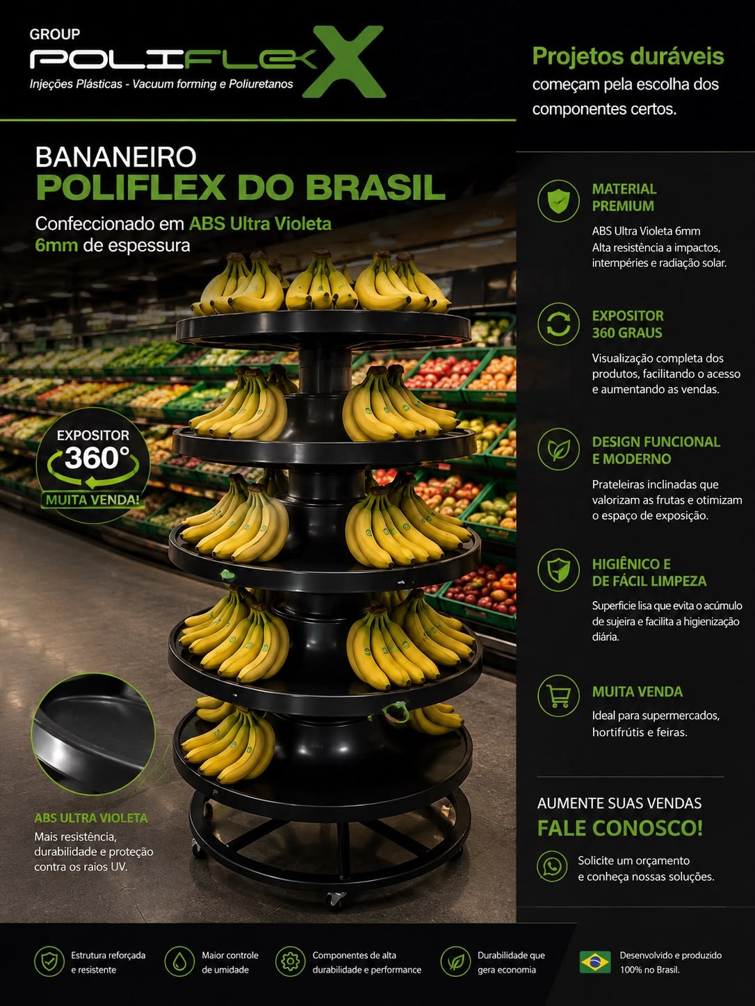 Expositor Bananeiro Poliflex para supermercados e hortifrutis